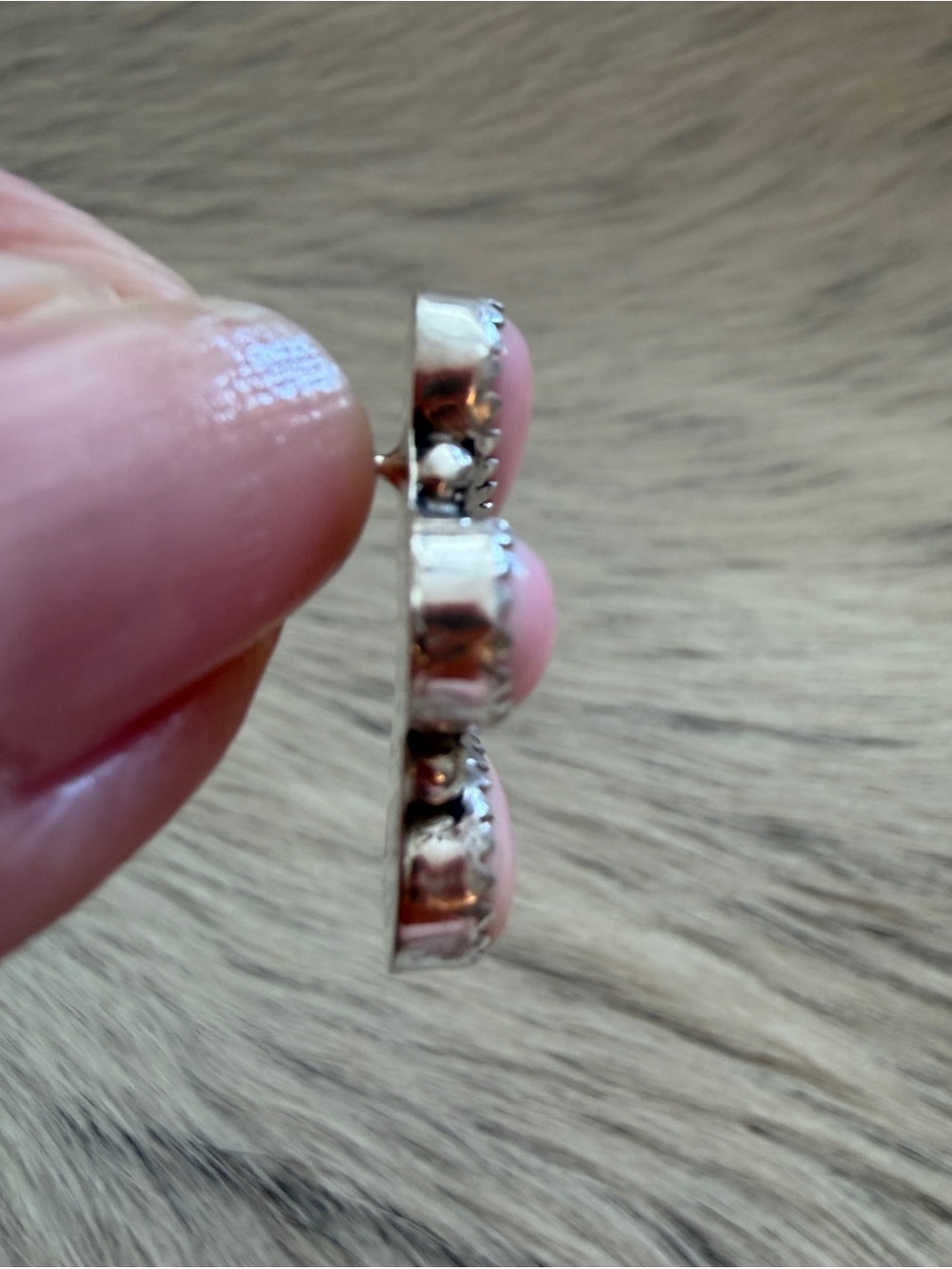 ❤️ Signed Navajo Maxine Ramirez Queen Pink Conch Half Cluster Native Earrings - Picture 8 of 17